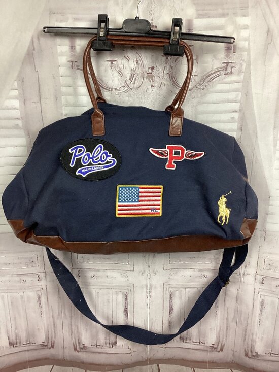 Ralph Lauren Other - Ralph Lauren Navy Canvas Duffel with Brown Faux Leather Trim